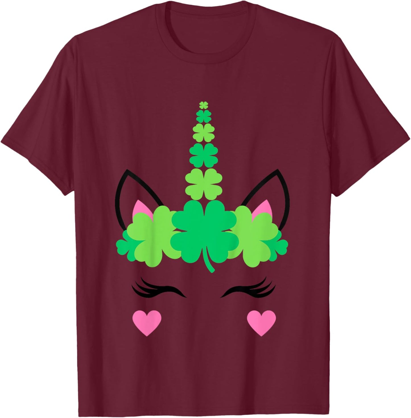 Kids Girls St Patricks Day Unicorn Toddler Irish Shamrock Clover T-Shirt - T-Shirt | Maroon