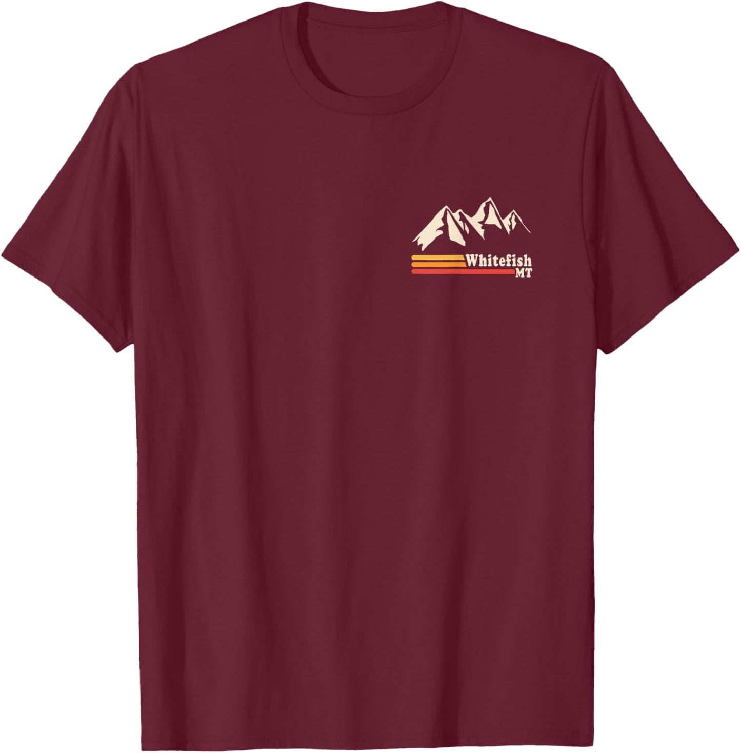 Retro Whitefish Montana Rocky Mountains Ski T-Shirt - T-Shirt | Maroon