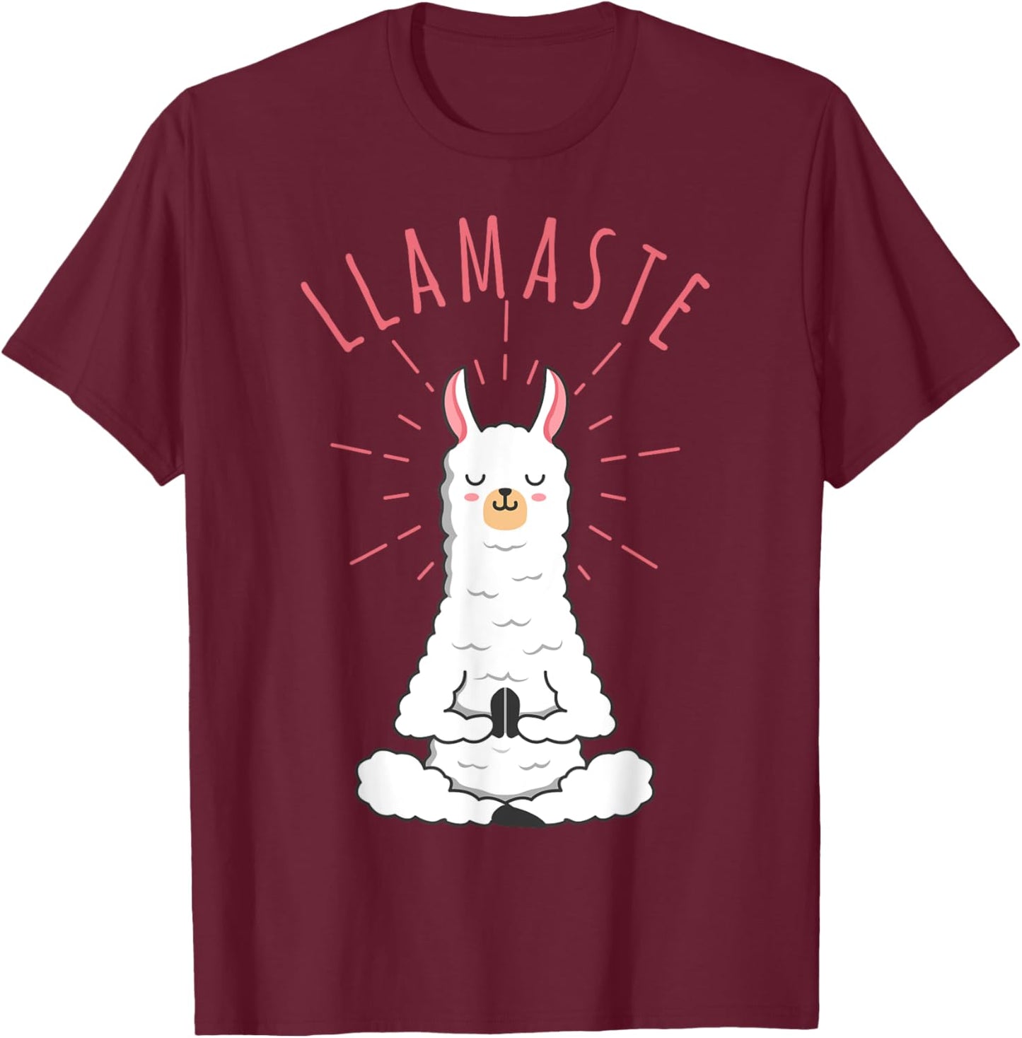 Funny Llama Do Yoga, Llamaste, Namaste Funny Yoga Meditation T-Shirt - T-Shirt | Maroon