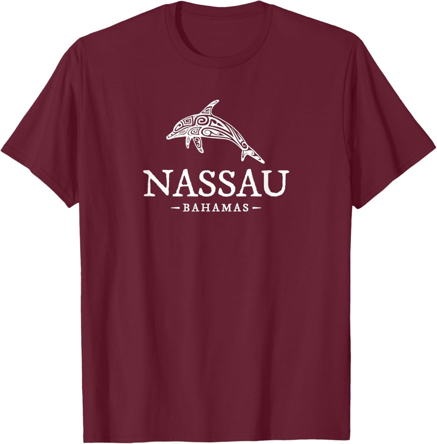 Vintage Nassau Bahamas Dolphin Retro Souvenir T-Shirt - T-Shirt | Maroon