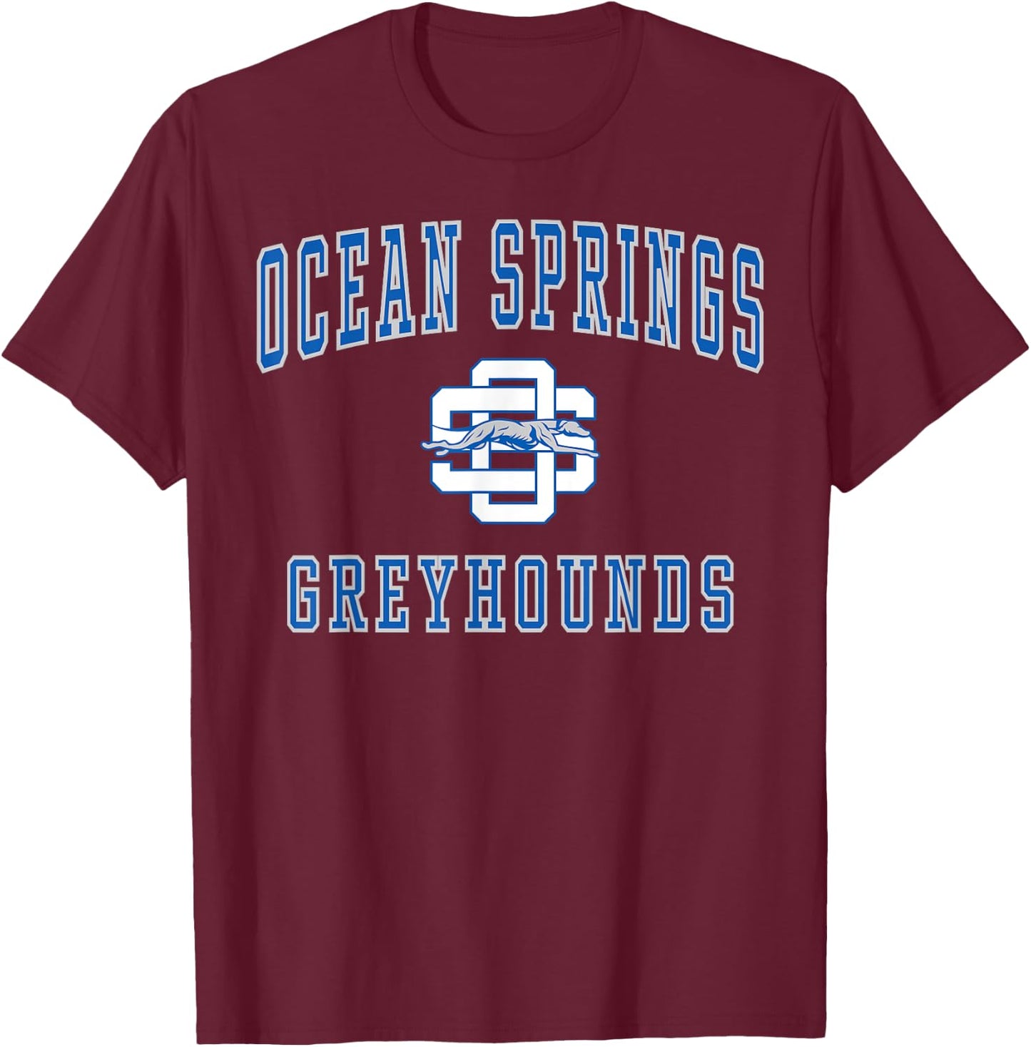 Ocean Springs High School Greyhounds C1 T-Shirt - T-Shirt | Maroon