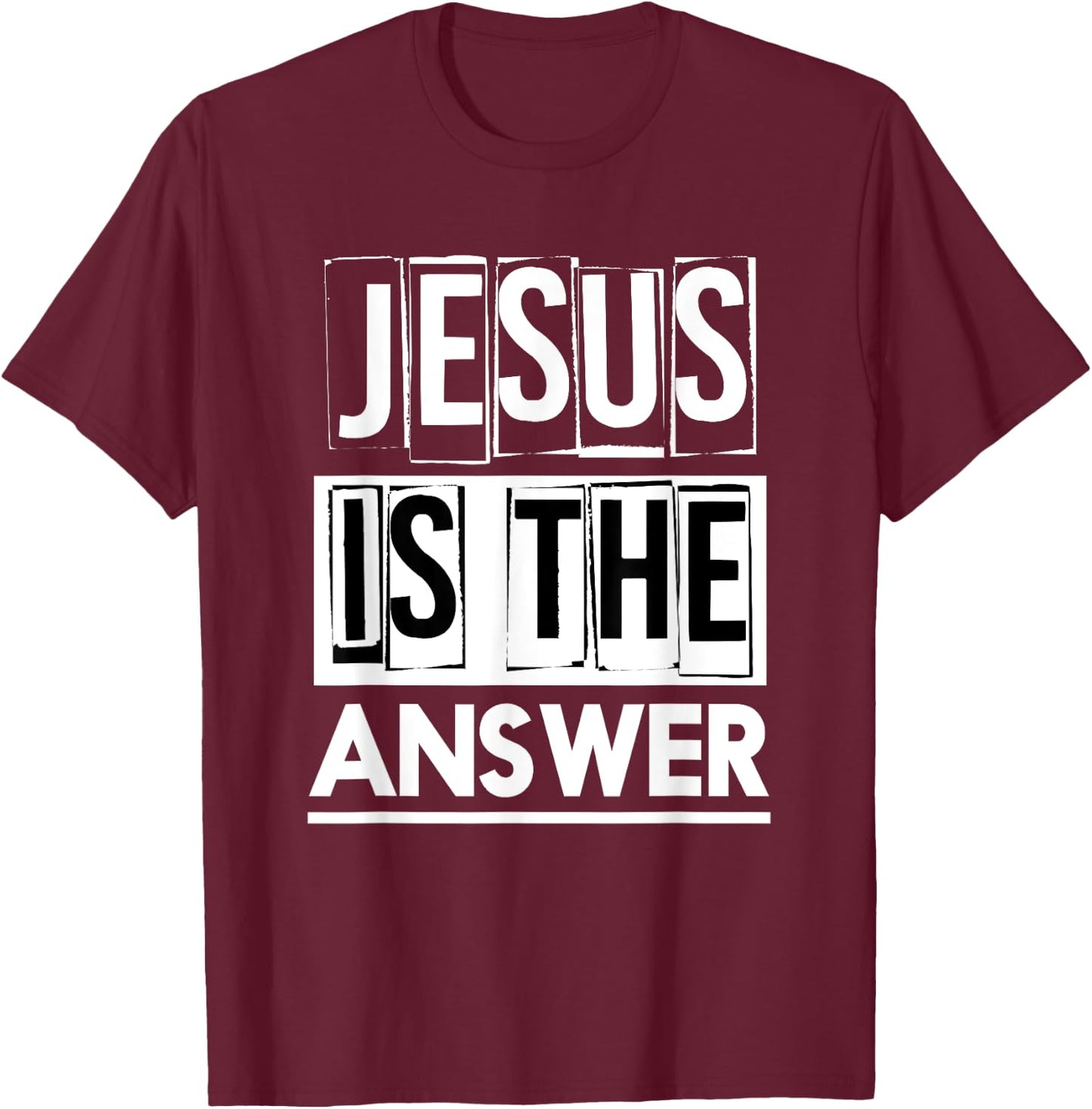 Jesus Quotes Jesus Is The Answer - Men's Black Small Classic Fit Short Sleeve T-Shirt - T-Shirt | Maroon