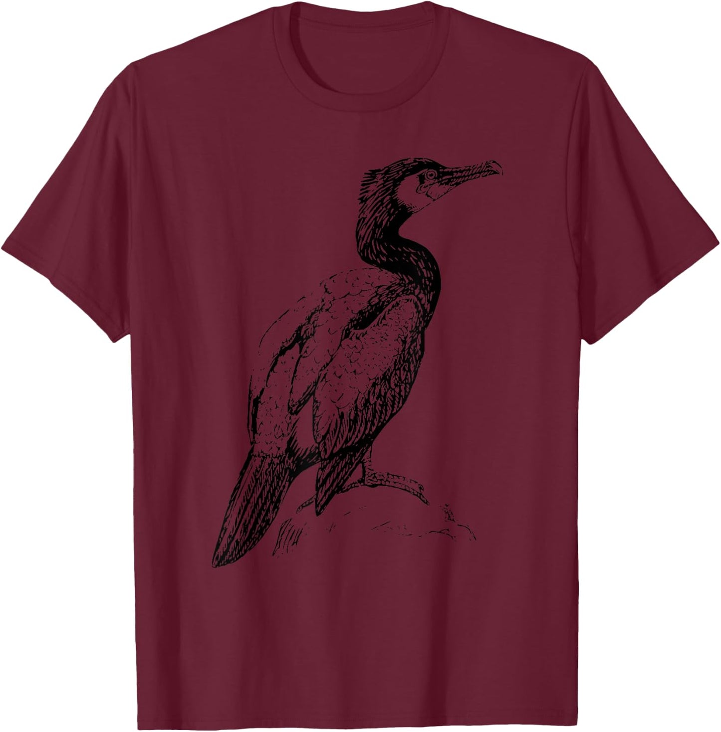 Cormorant Bird T-Shirt - T-Shirt | Maroon
