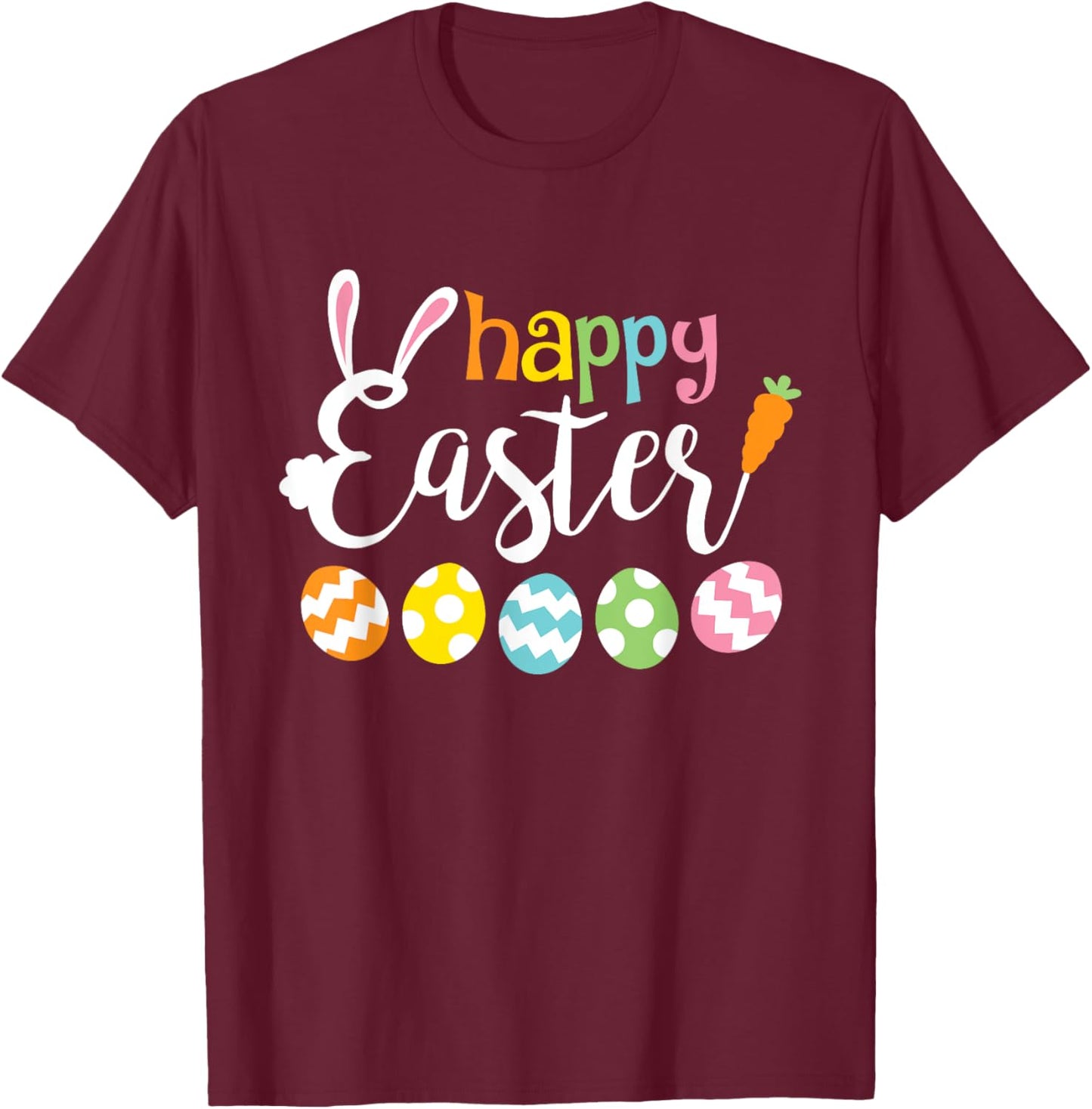 Happy Easter Bunny Rabbit Face Funny Easter Day Women Girls T-Shirt - T-Shirt | Maroon