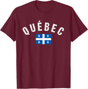 Quebec Flag Canada Pride Vacation Travel Canadian Gift T-Shirt - T-Shirt | Maroon