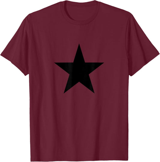 Black Star Print T-Shirt - T-Shirt | Maroon
