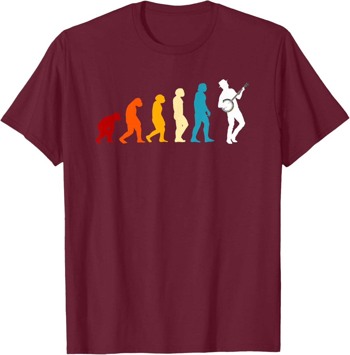 Great Banjo Evolution Gift Bluegrass Music T-Shirt - T-Shirt | Maroon