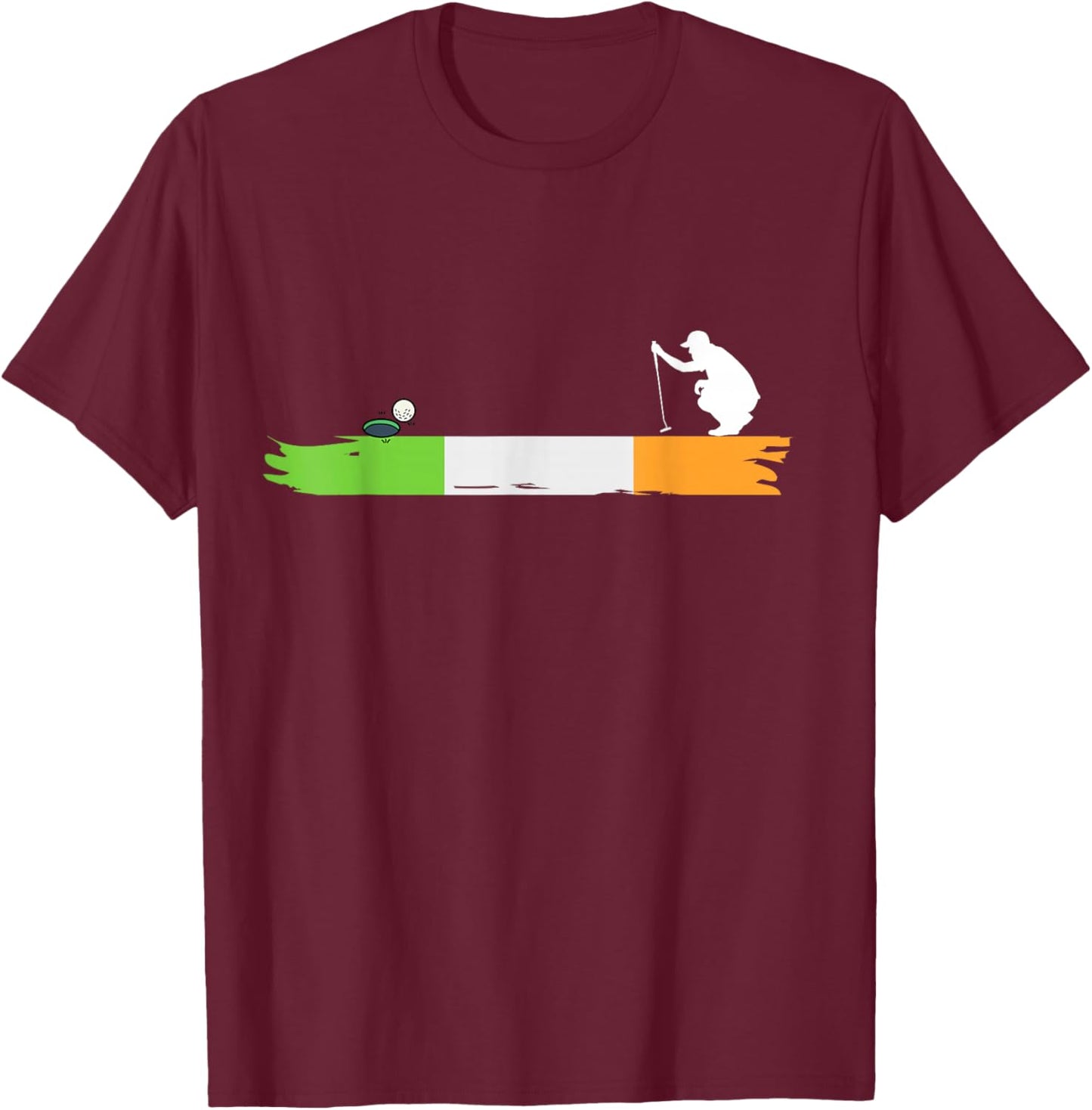 Irish Golf Ireland Flag Golfing T-Shirt - T-Shirt | Maroon