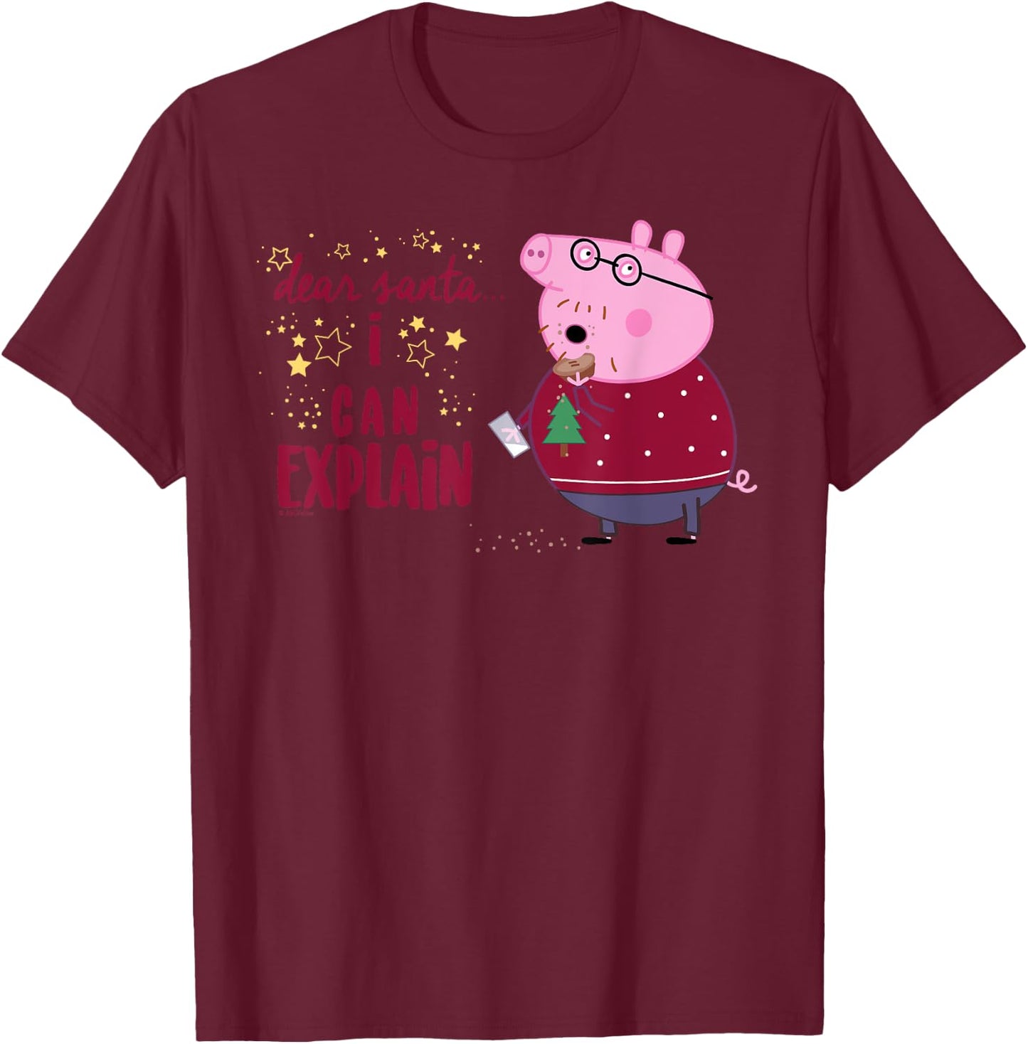 Peppa Pig - Daddy Pig Dear Santa T-Shirt - T-Shirt | Maroon