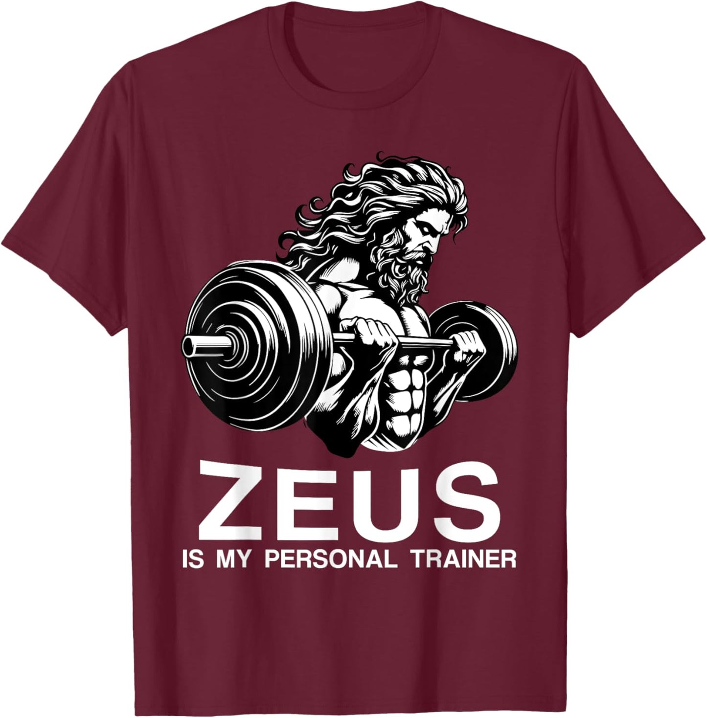Zeus Greek God Bodybuilder Gym Fitness Workout T-Shirt - T-Shirt | Maroon