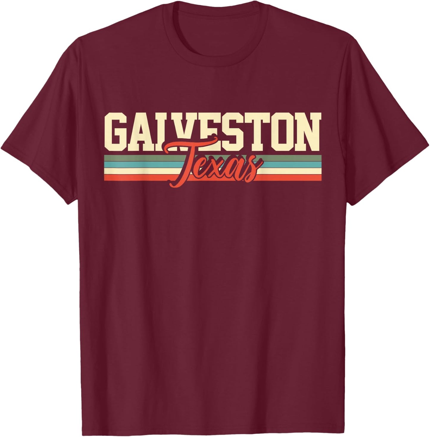 Galveston Texas Retro Vintage T-Shirt - T-Shirt | Maroon