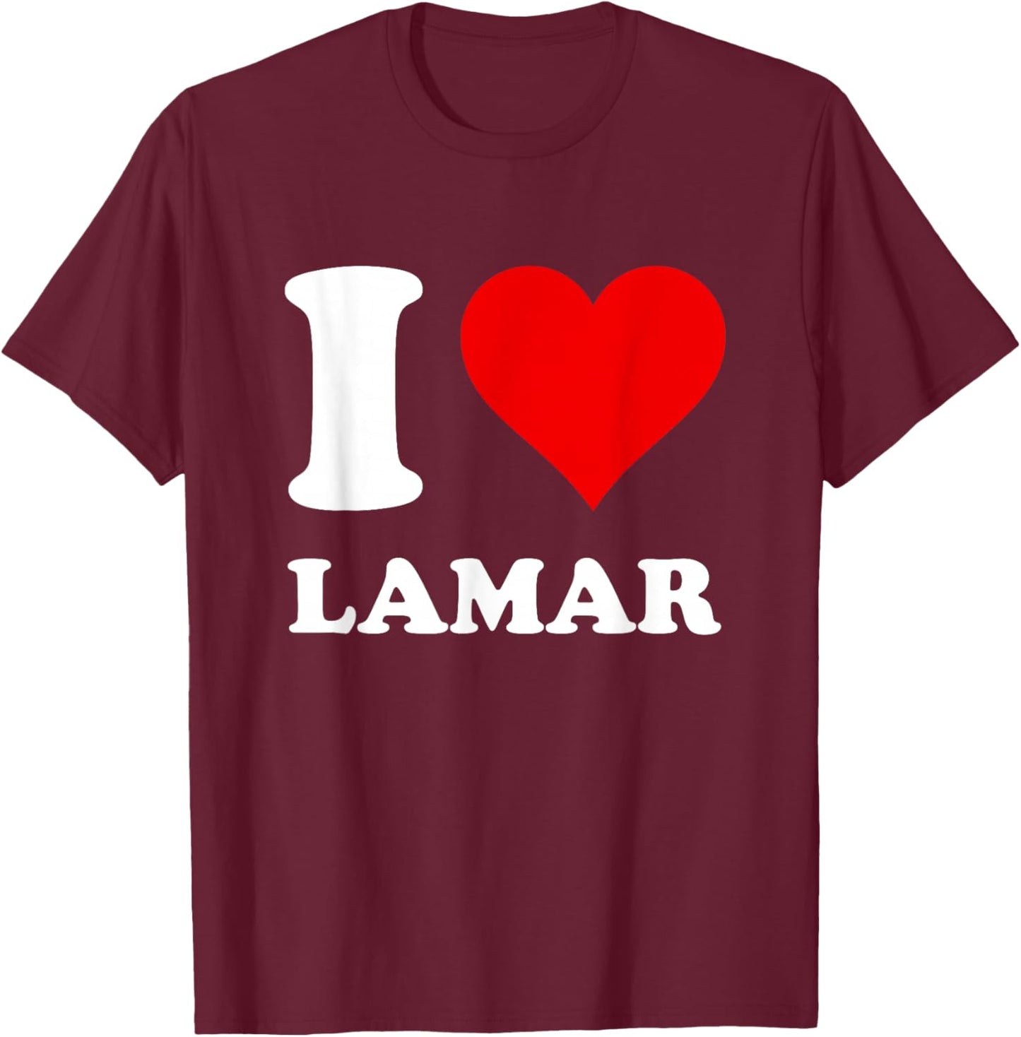 Red Heart I Love Lamar T-Shirt - T-Shirt | Maroon