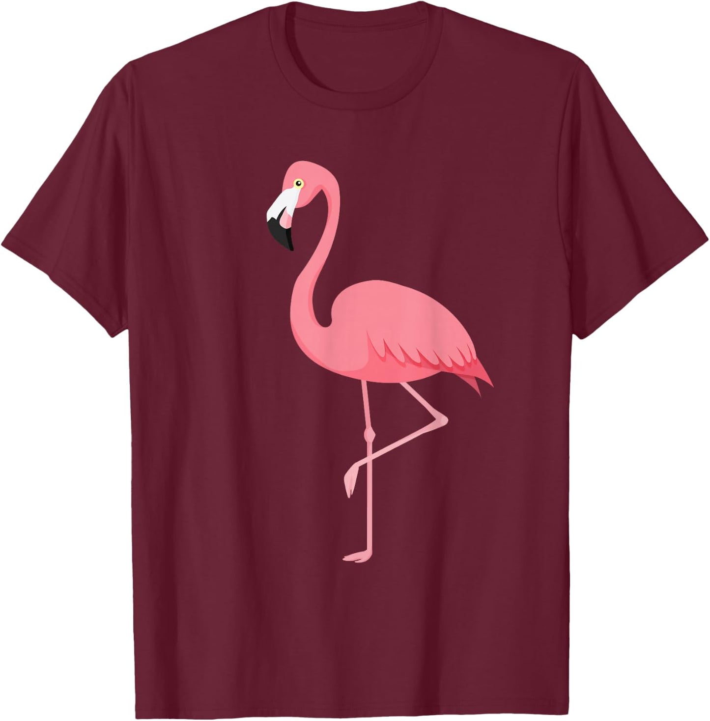 Cute Lady Women Pink Flamingo Cartoon Adorable Simple T-Shirt - T-Shirt | Maroon