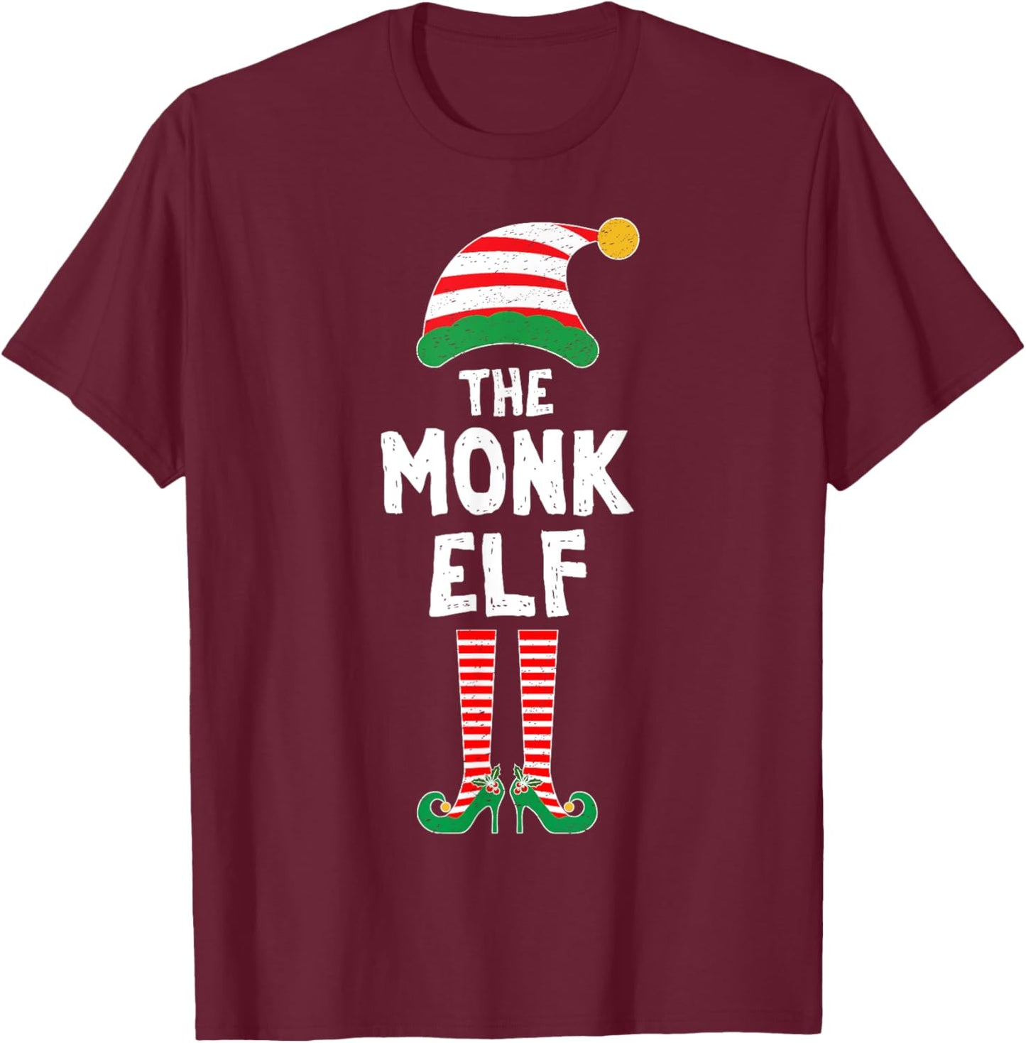 Monk Elf Gamer Christmas Role Playing Game RPG Gamer Elf T-Shirt - T-Shirt | Maroon