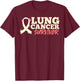 Lung Cancer White Ribbon Awareness Fighter Hope Signs T-Shirt - T-Shirt | Maroon