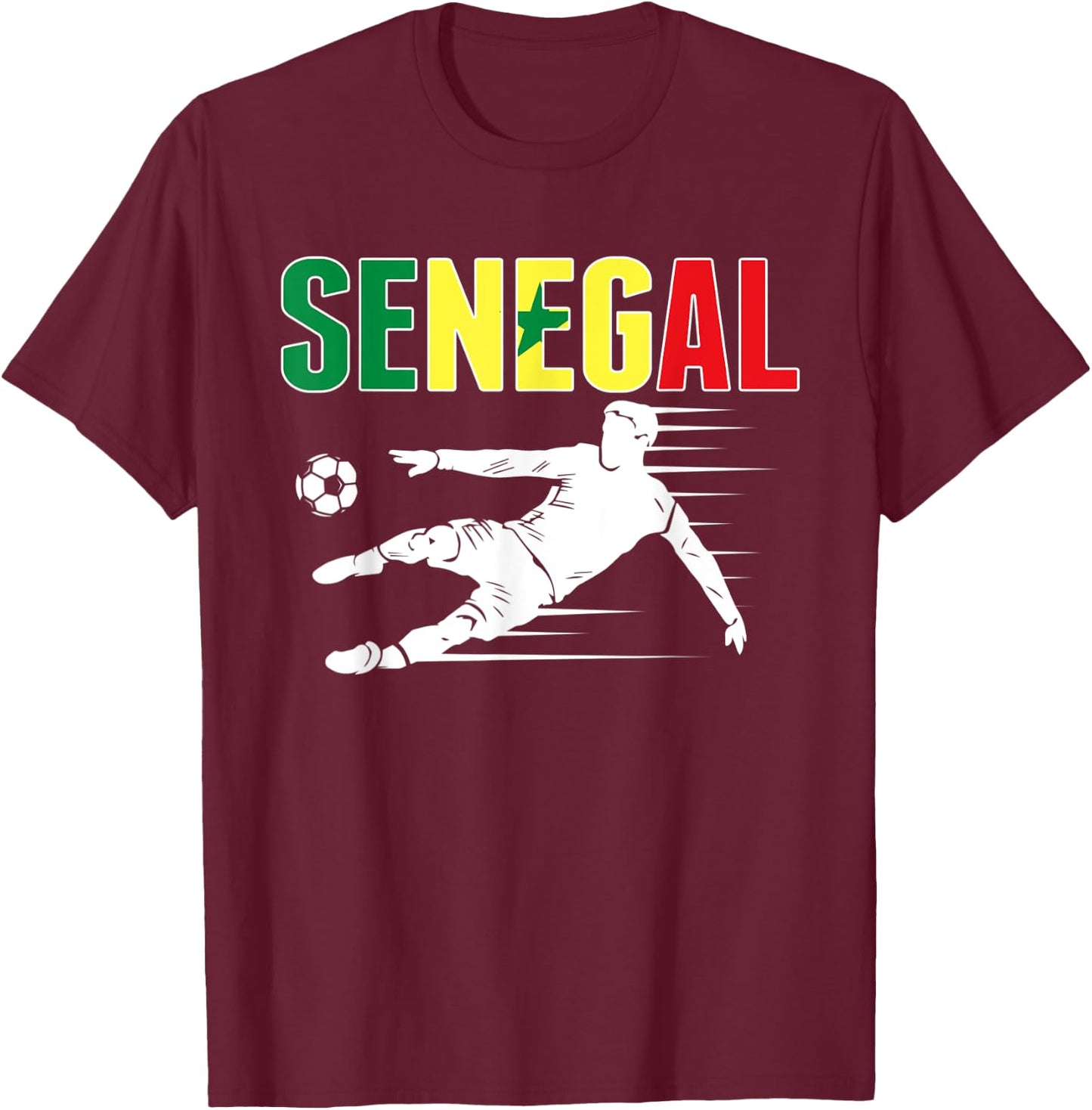 Senegal Soccer Fans Jersey - Senegalese Football Supporters T-Shirt - T-Shirt | Maroon