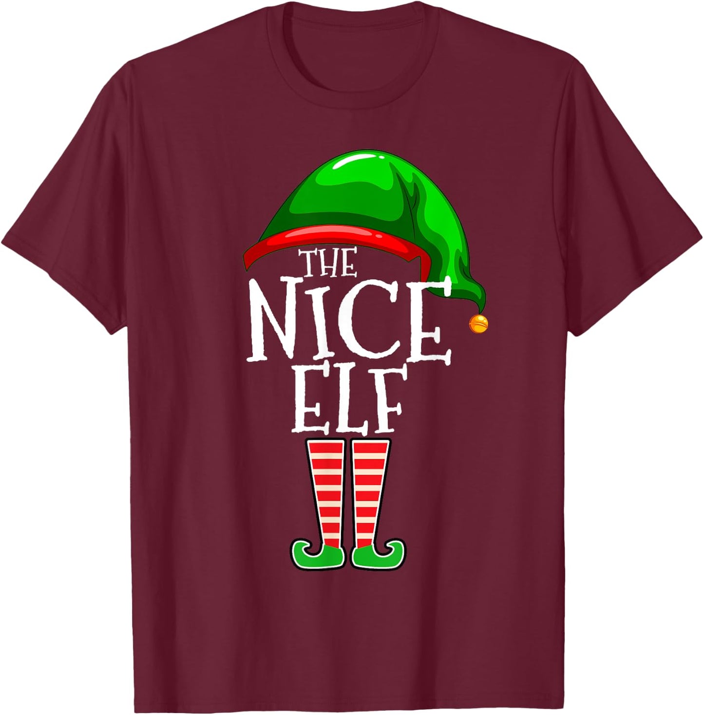 The Nice Elf Group Matching Family Christmas T-Shirt - T-Shirt | Maroon