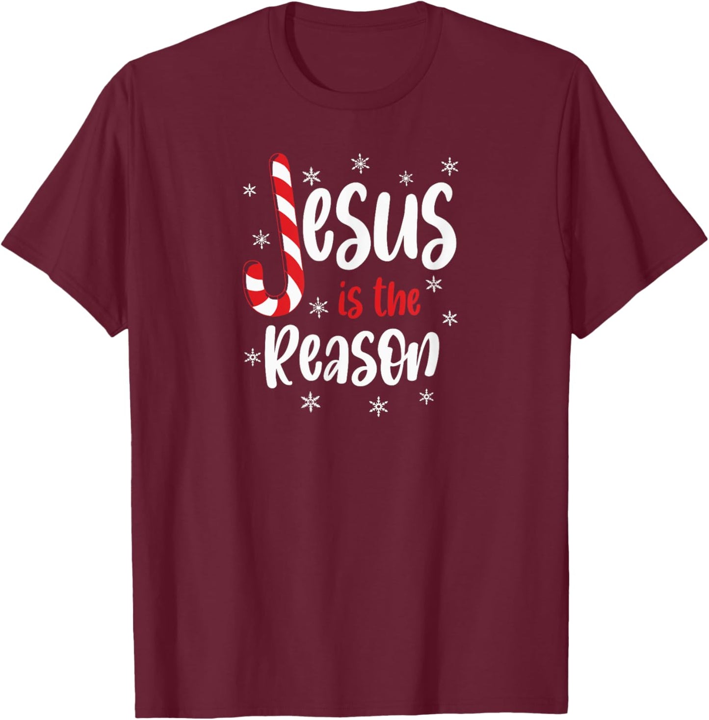 Christian Jesus Is The Reason Candy Cane Religious T-Shirt - T-Shirt | Maroon