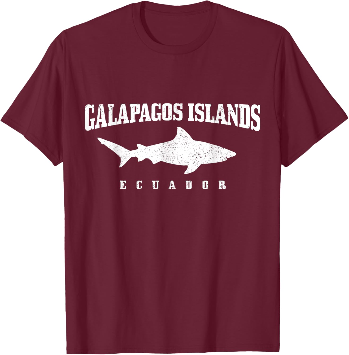 Galapagos Islands Ecuador Scuba Diver Shark Diving Vintage T-Shirt - T-Shirt | Maroon