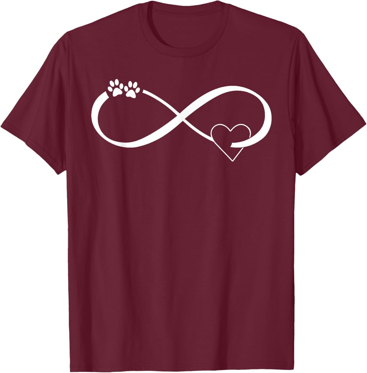 Infinity Dog Rescue Paw Print Heart Dog Owner Gift Women Girls Kids T-Shirt - T-Shirt | Maroon