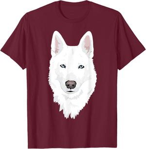 stunning white Siberian Husky - sweet white Snow dog T-Shirt - T-Shirt | Maroon