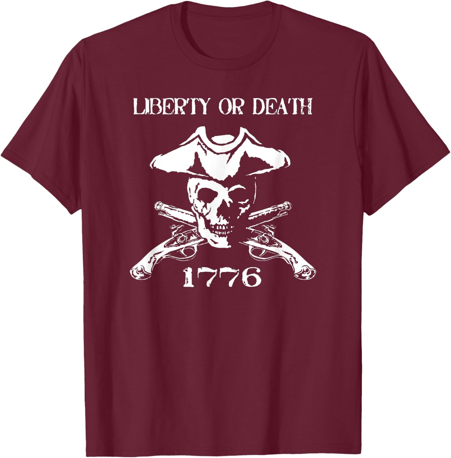 Revolutionary Skull Crossbones Flintlock T-Shirt - T-Shirt | Maroon