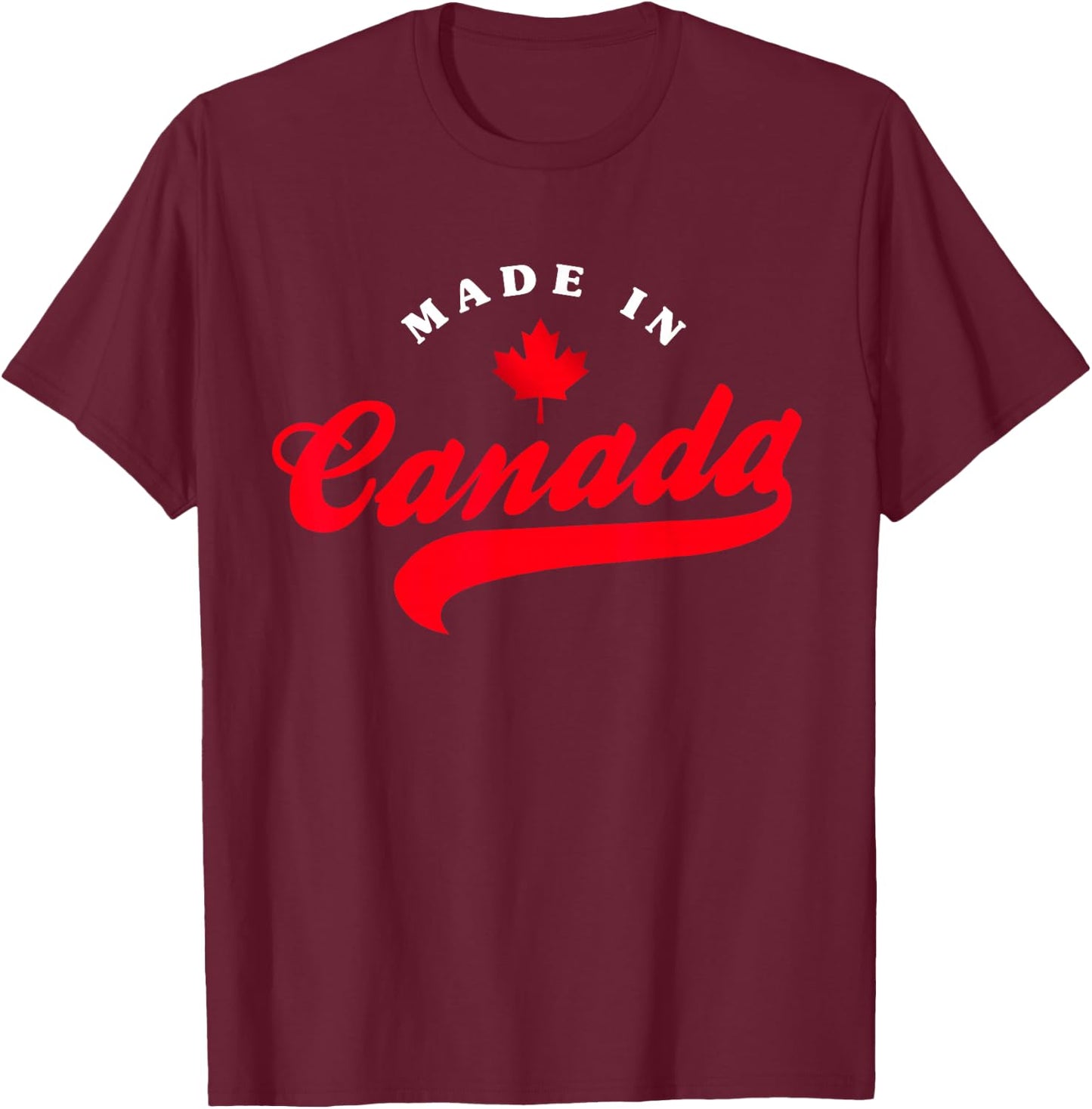 Made in Canada Patriotic Pride Vacation Travel Canadian Gift T-Shirt - T-Shirt | Maroon
