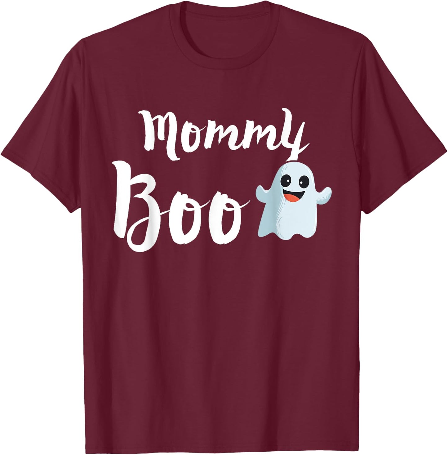 Mommy Boo Halloween Family Matching Ghost Mom Shirt T-Shirt - T-Shirt | Maroon