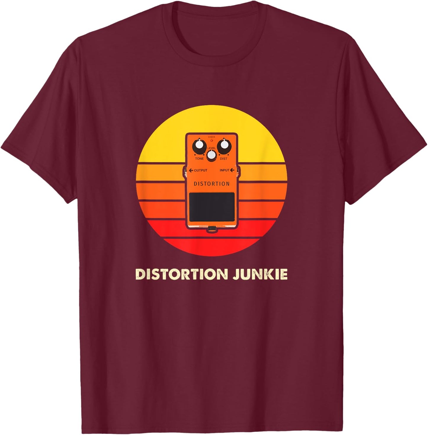 Electric Guitar Player Distortion Pedal Gift T-Shirt - T-Shirt | Maroon