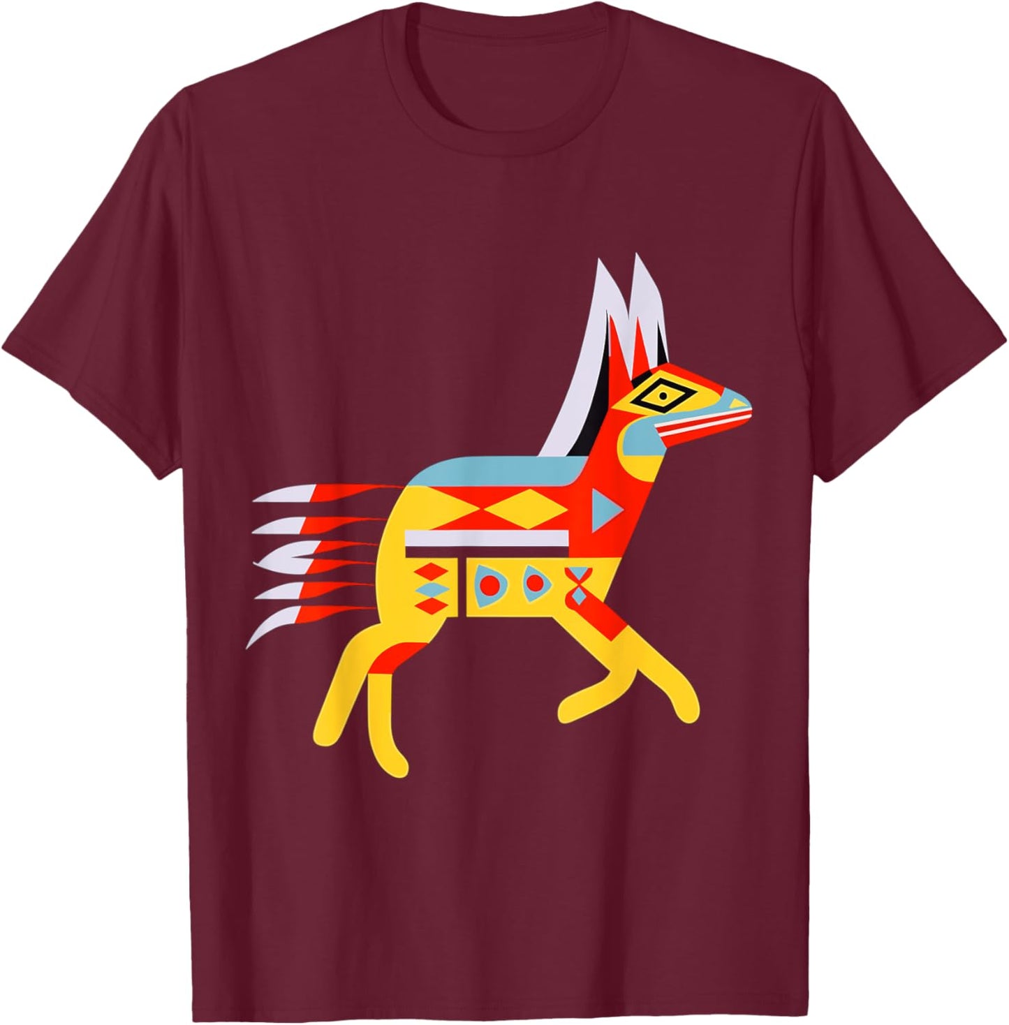 Pacific Northwest Coastal Art Native American Running Wolf T-Shirt - T-Shirt | Maroon