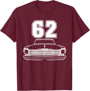 1962 62 Chevys Nova 2 Classic Car Old School Muscle Car T-Shirt - T-Shirt | Maroon