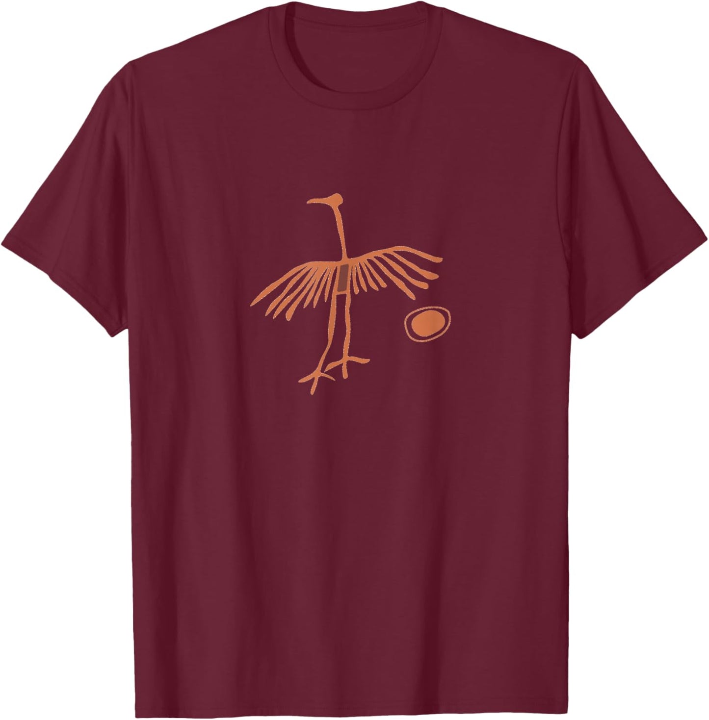 Petroglyph Crane and Sun T-Shirt - T-Shirt | Maroon