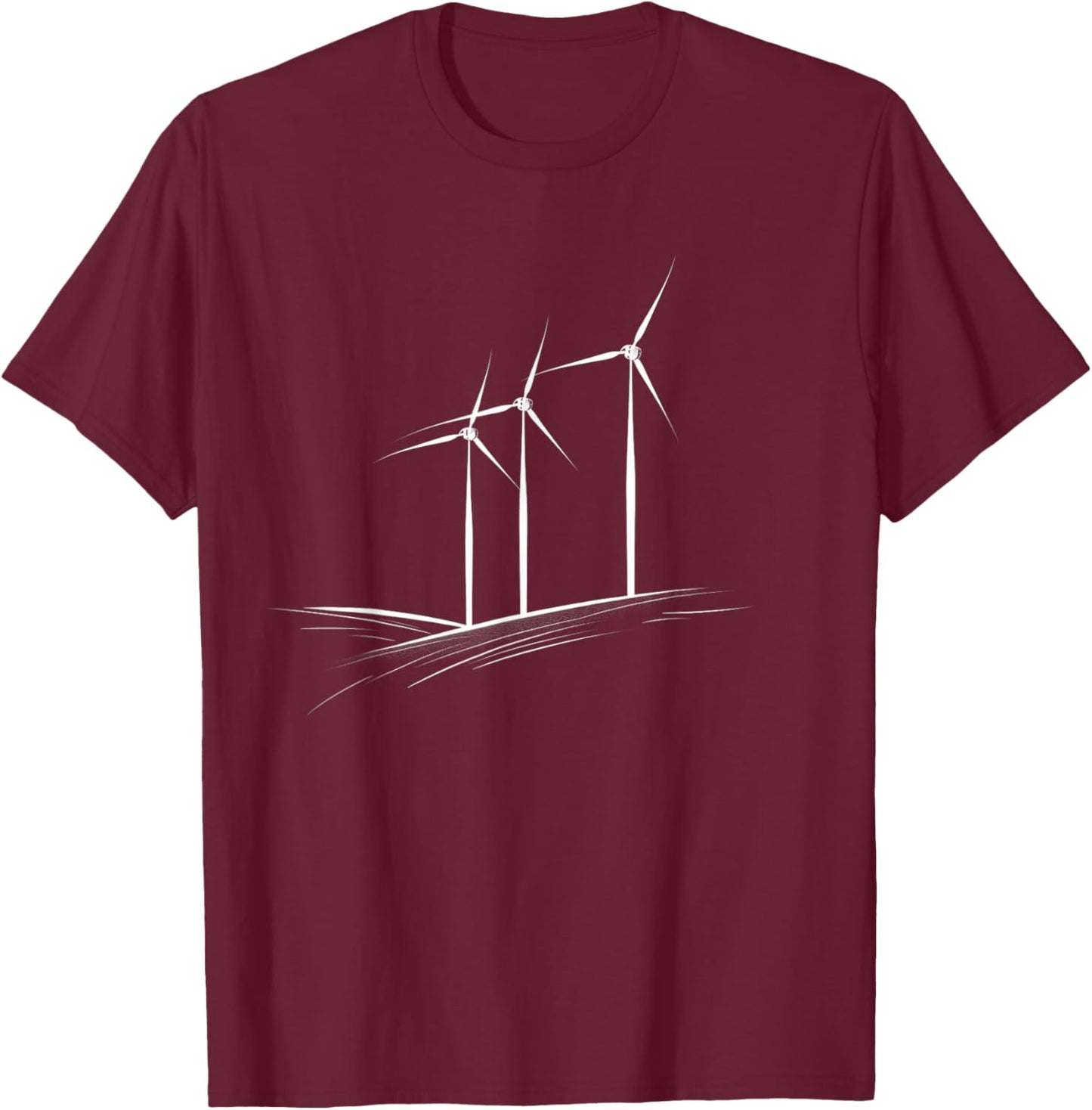 Wind Power Farm Windmill Turbine Renewable Energy T-Shirt - T-Shirt | Maroon