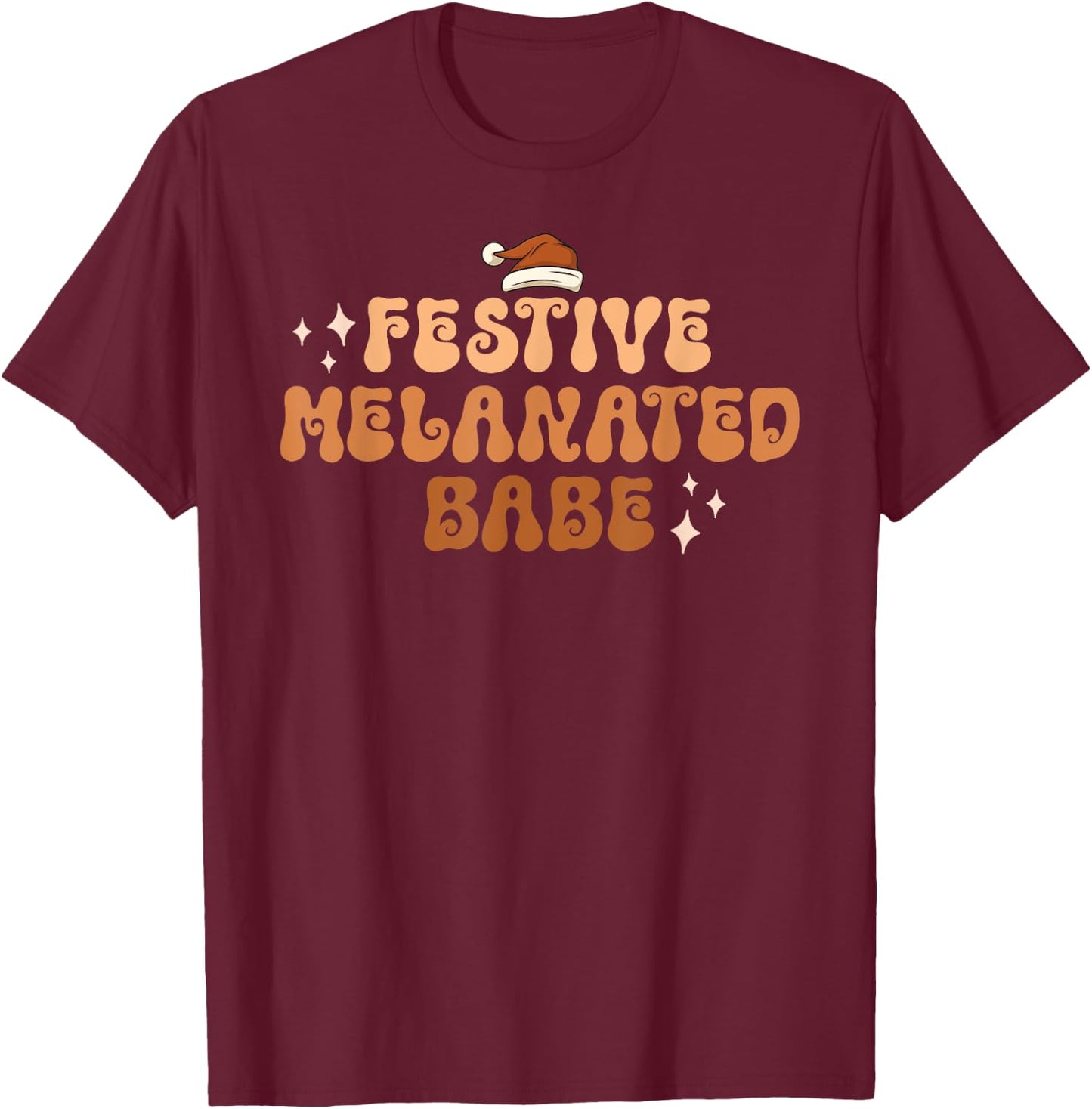 Festive Melanated Babe Melanin Merry Christmas Black African T-Shirt - T-Shirt | Maroon
