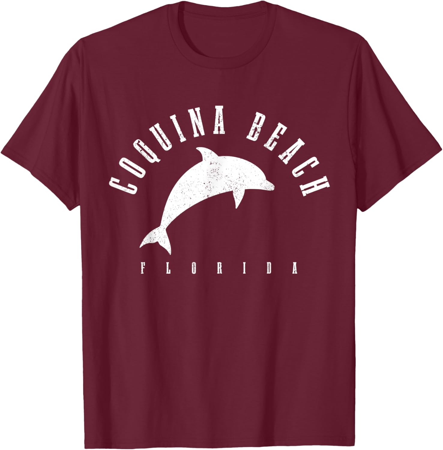 Coquina Beach Florida FL Vintage Dolphin Vacation Women Kids T-Shirt - T-Shirt | Maroon