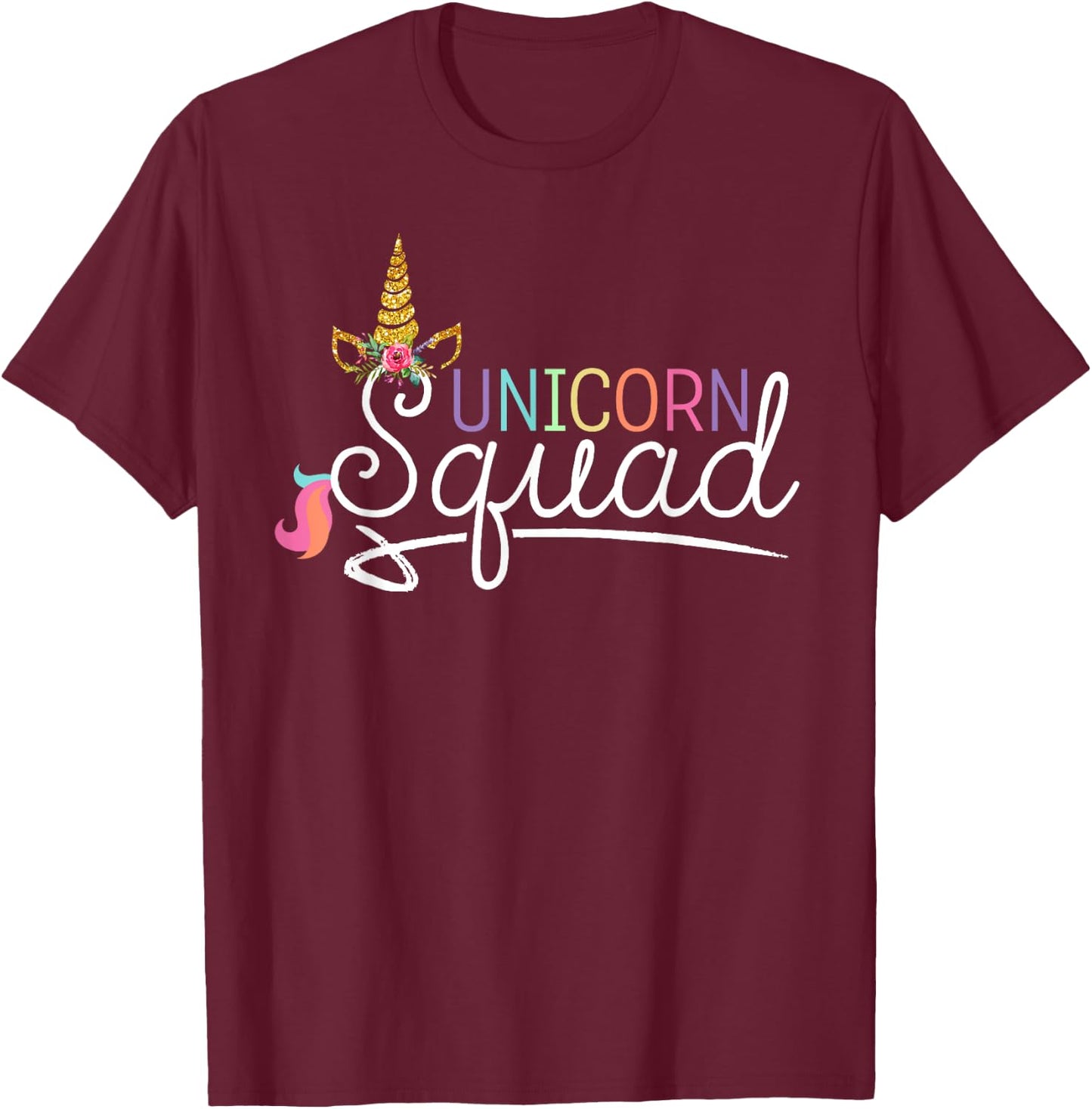 Unicorn Squad with horn T-Shirt - T-Shirt | Maroon