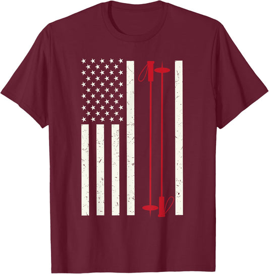 Cool Skiing Art Women Skiing Themed Ski Lover Skier T-Shirt - T-Shirt | Maroon