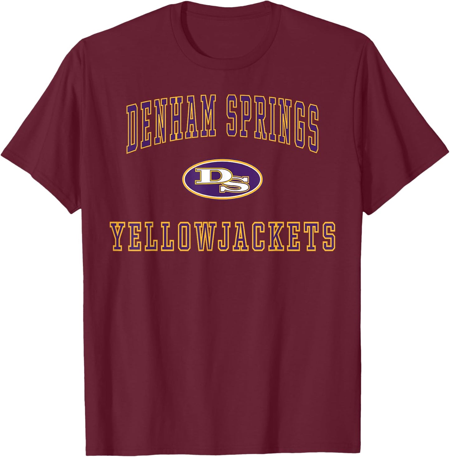 Denham Springs High School Yellowjackets C1 T-Shirt - T-Shirt | Maroon