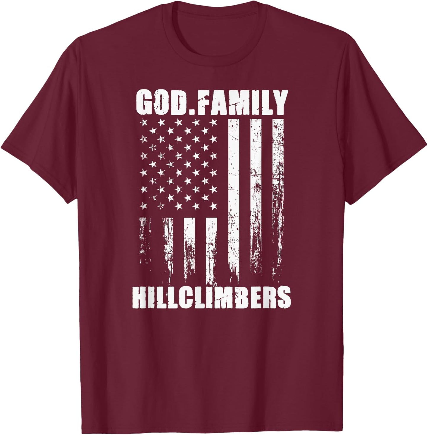 Urbana Hillclimbers God. Family. Vintage USA Flag T-Shirt - T-Shirt | Maroon