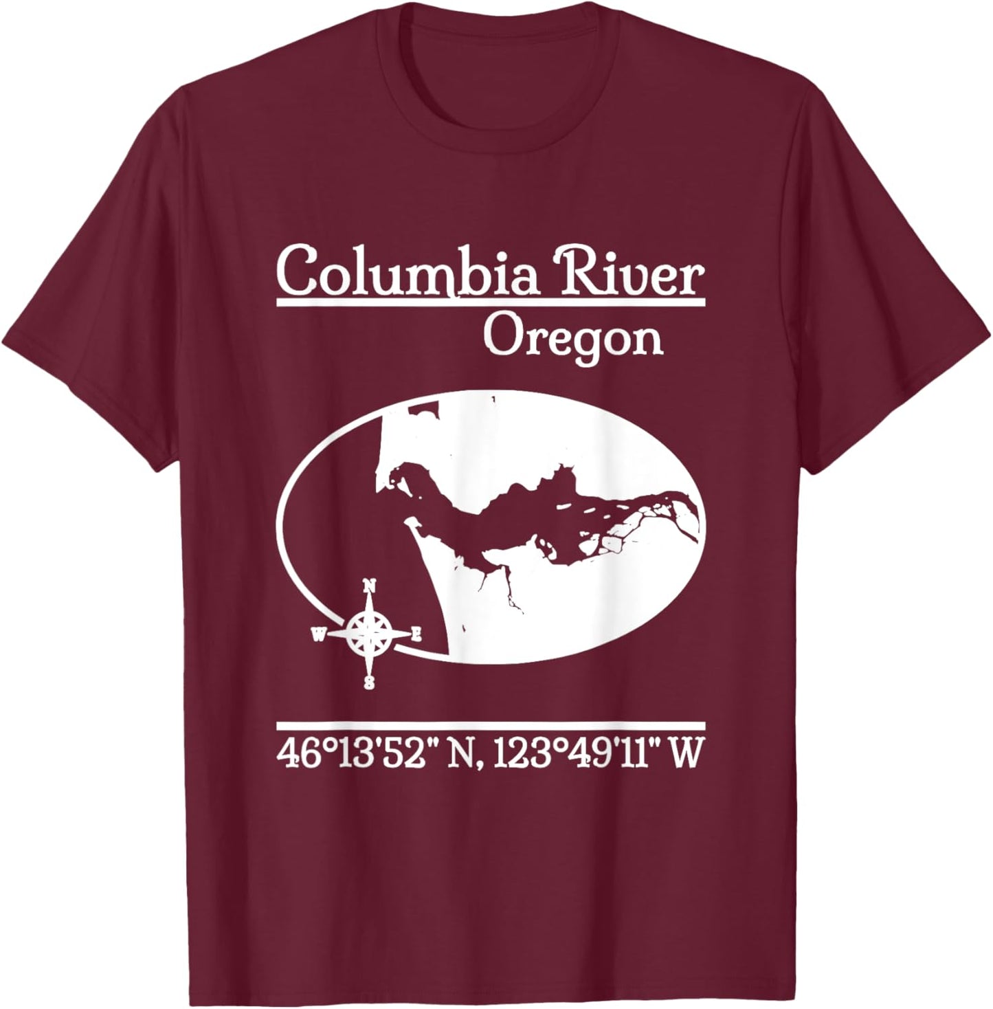 Columbia River - Oregon T-Shirt - T-Shirt | Maroon