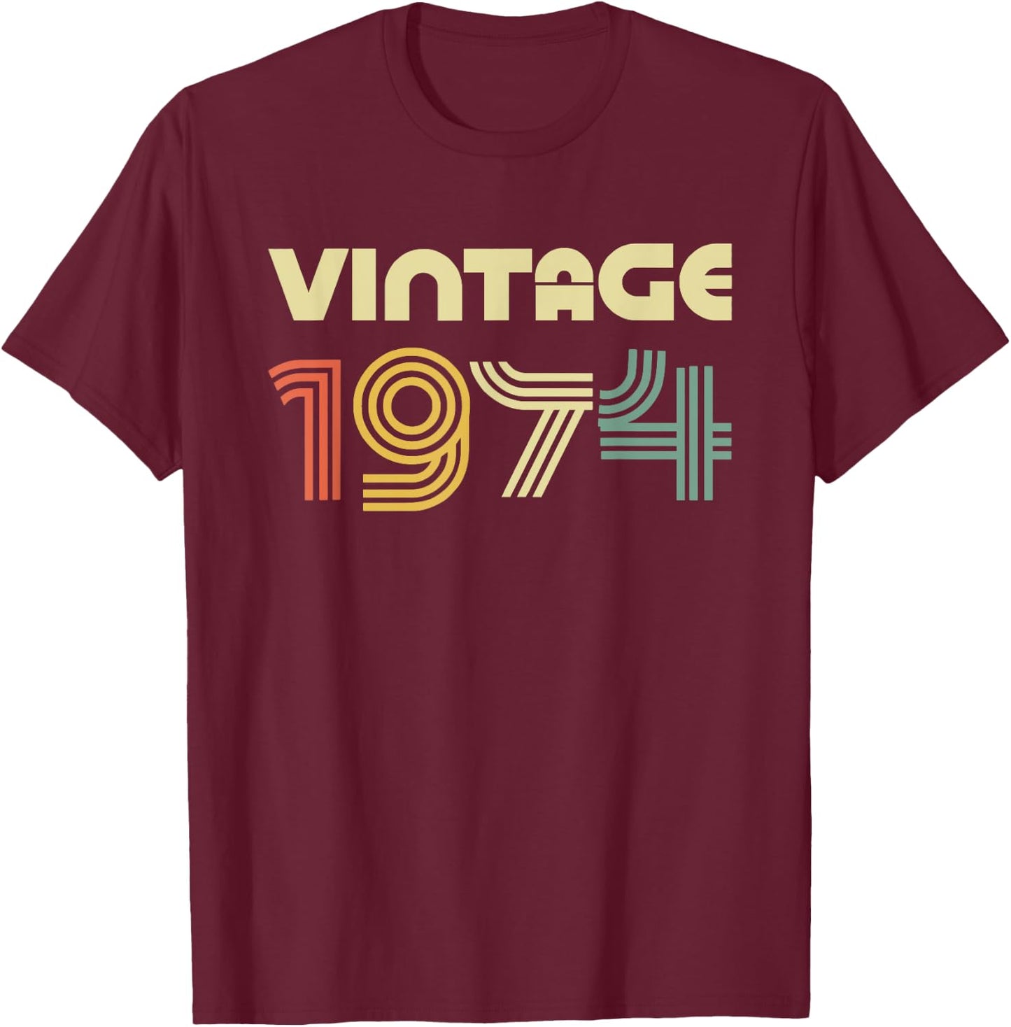 Vintage 1974 Shirt Men Women 52nd Birthday T-Shirt - T-Shirt | Maroon