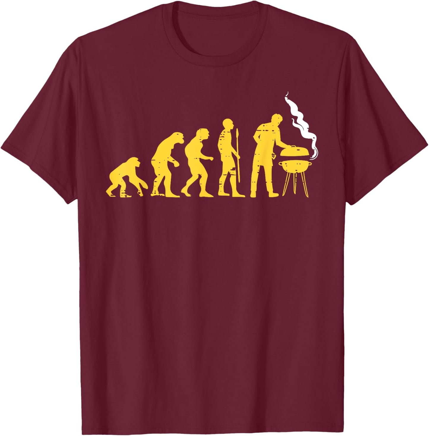 Human Evolution Grilling Funny Bbq Meat Smoking Grill Master T-Shirt - T-Shirt | Maroon