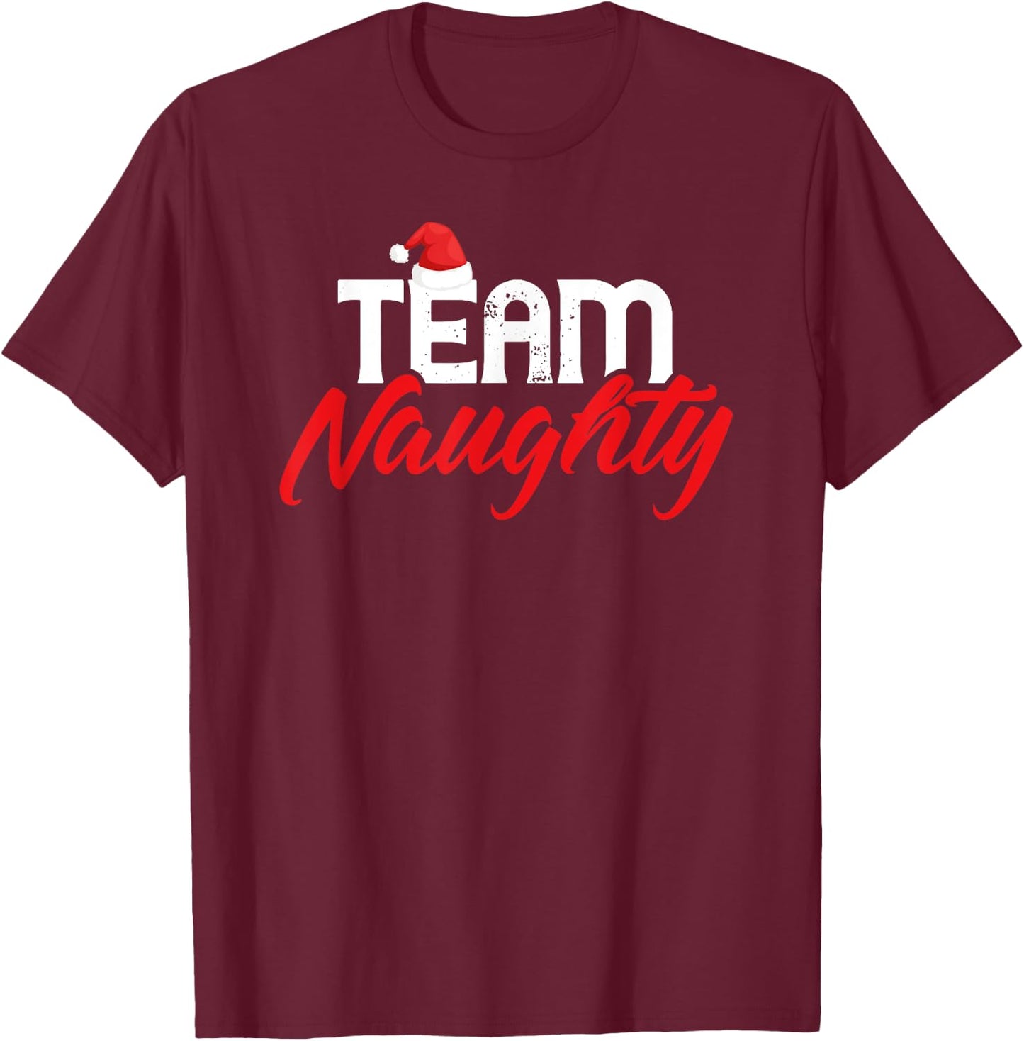 Team Naughty Shirt Funny Couple Matching Outfit Team Nice T-Shirt - T-Shirt | Maroon