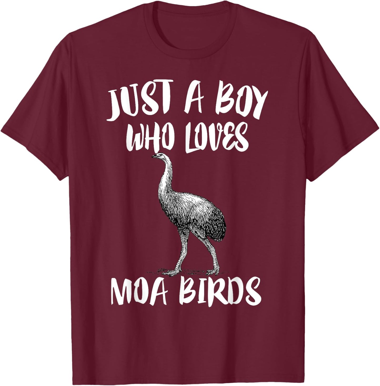 Just A Boy Who Loves Moa Birds Birding T-Shirt - T-Shirt | Maroon