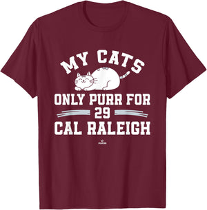 Cat Lovers for Cal Raleigh Seattle Baseball MLBPA Men Women Kids T-Shirt - T-Shirt | Maroon