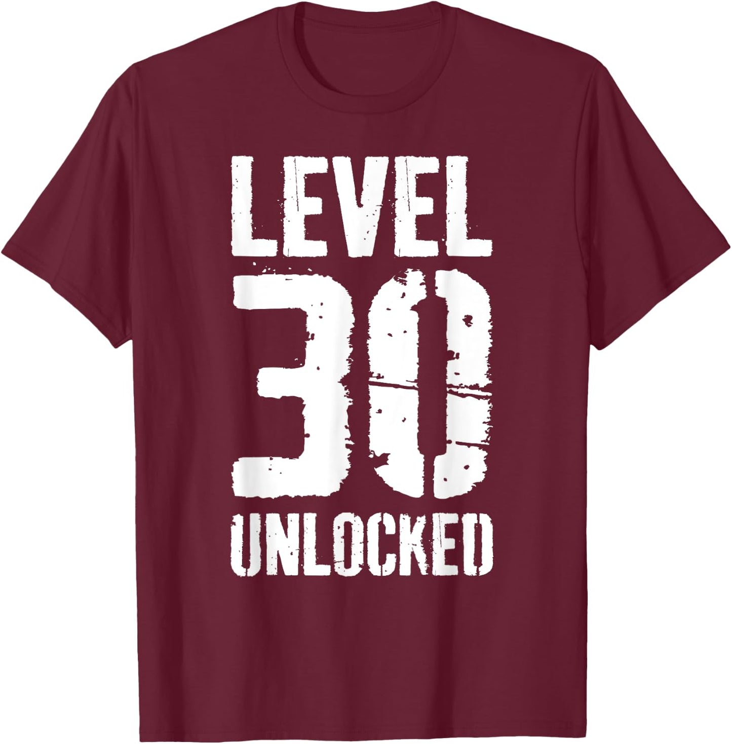Level 30 Unlocked Shirt Men Women Video Gamer 30th Birthday T-Shirt - T-Shirt | Maroon