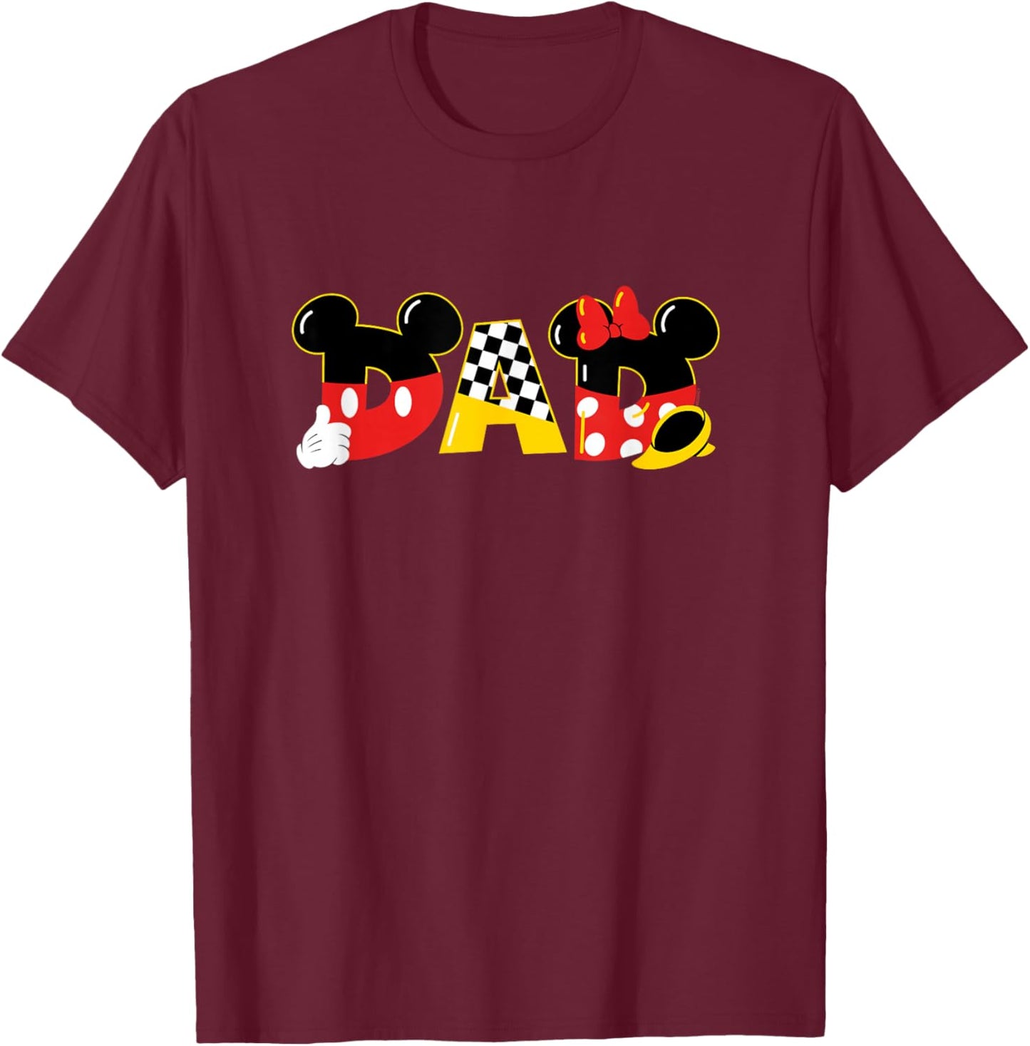 Disney Mickey Mouse & Minnie Mouse Dad Father’s Day Birthday T-Shirt - T-Shirt | Maroon