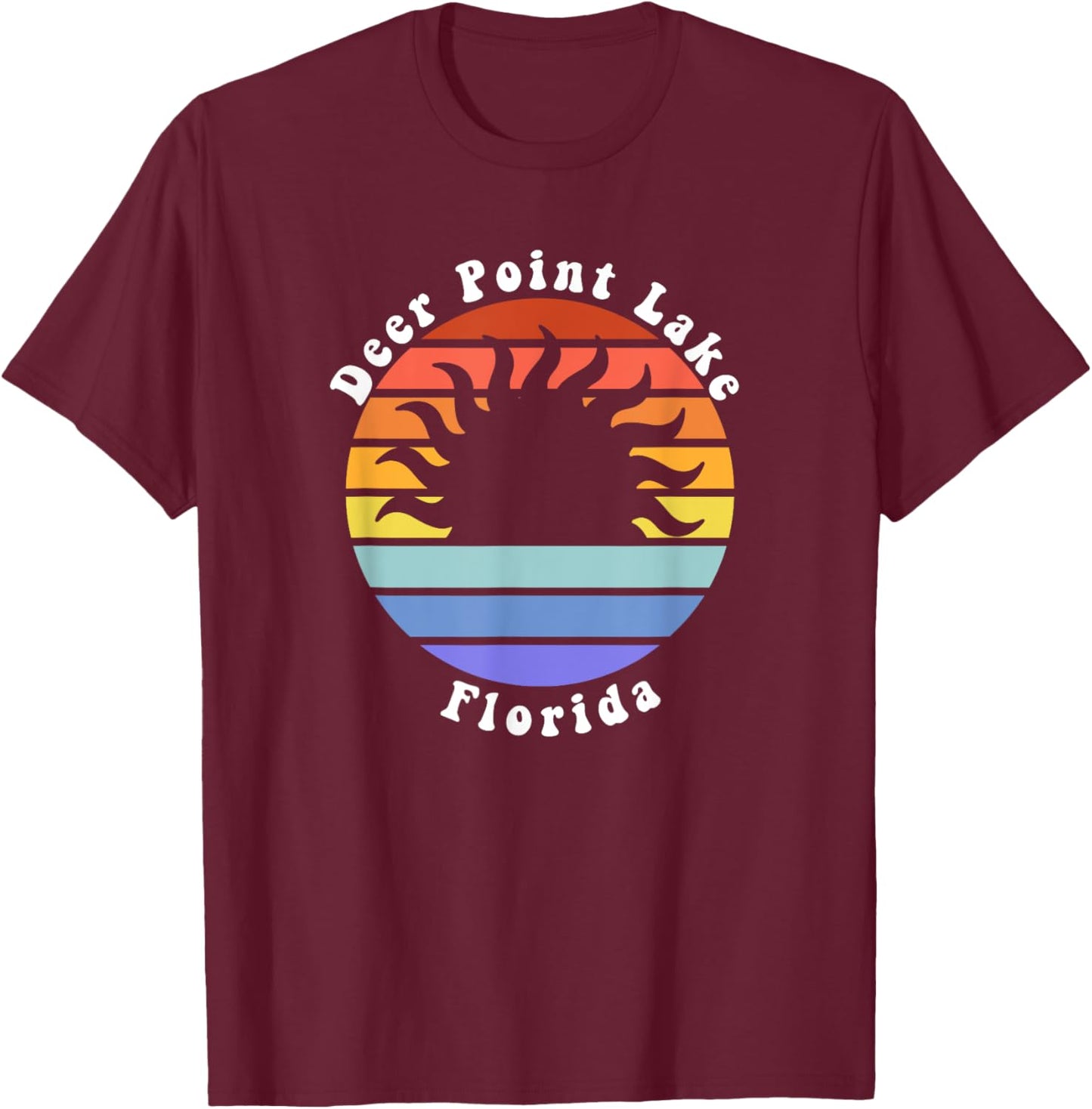 Deer Point Lake Florida FL Sunset Souvenir Vacation T-Shirt - T-Shirt | Maroon