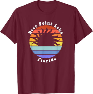Deer Point Lake Florida FL Sunset Souvenir Vacation T-Shirt - T-Shirt | Maroon