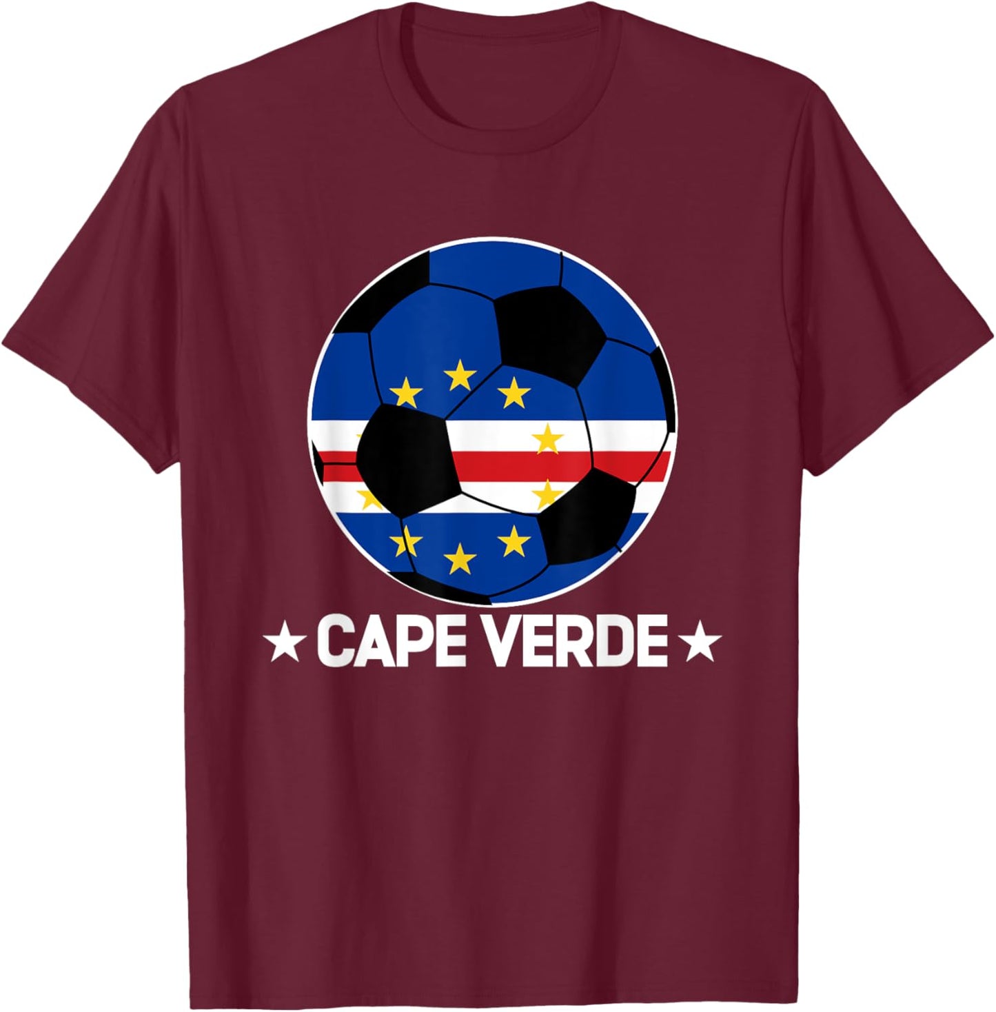 Cape Verde Football Team Cape Verde Flag Jersey Football T-Shirt - T-Shirt | Maroon